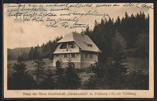 AK Feldberg / Schwarzwald, Haus der Akad. Gesellschaft Schwarzwald zu Freiburg i. Br.