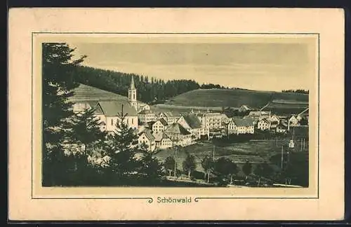 AK Schönwald / Baden, Teilansicht mit Kirche