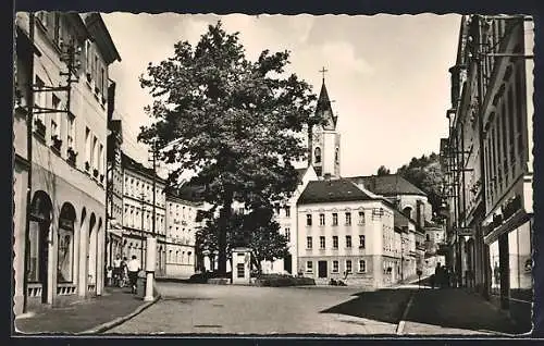 AK Lobenstein / Saale, Marktplatz mit Kirche