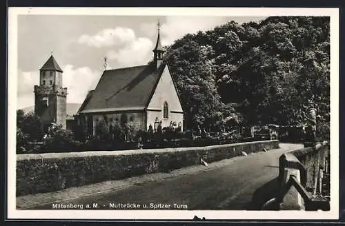 AK Miltenberg a. M., Mutbrücke und Spitzer Turm