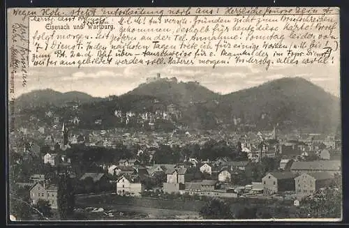 AK Eisenach / Thüringen, Teilansicht mit Wartburg