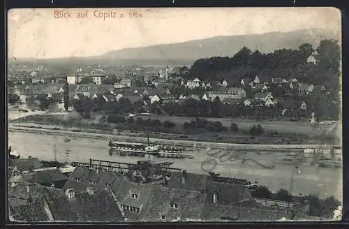 AK Copitz a. Elbe, Teilansicht mit Dampfer