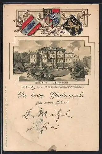 Passepartout-Lithographie Kaiserslautern, Bezirks-Commando, Wappen