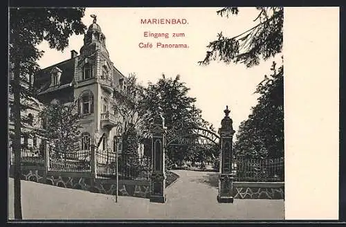 AK Marienbad, Eingang zum Cafe Panorama