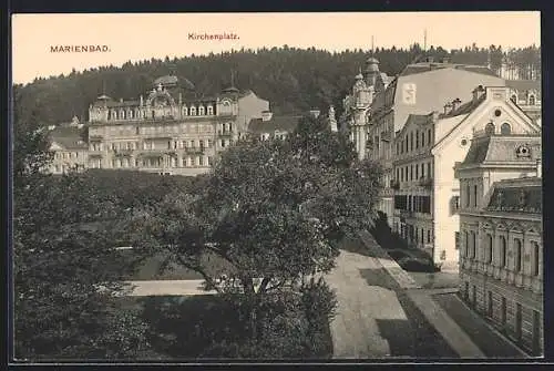 AK Marienbad, Blick auf den Kirchenplatz