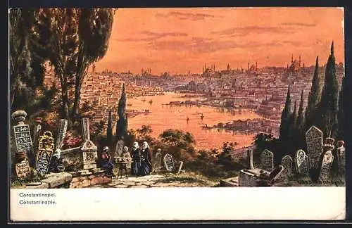 AK Constantinople, Ortsansicht im Sonnenuntergang