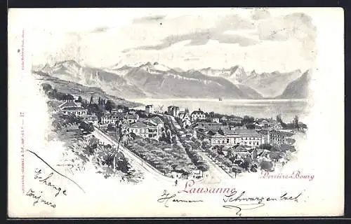 Künstler-AK Lausanne, Derrière-Bourg