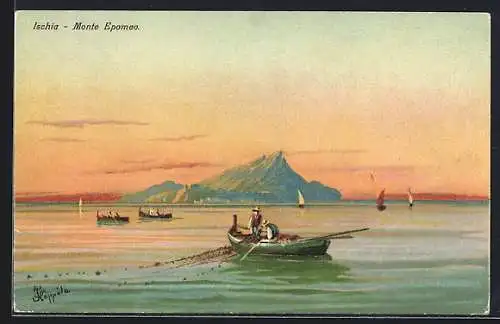 Künstler-AK Ischia, Monte Epomeo