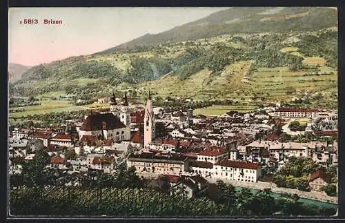 AK Brixen, Panorama vom Berg aus