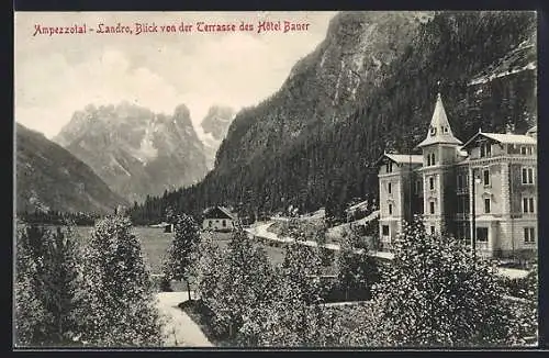 AK Landro, Blick ins Gebirge von der Terrasse des Hôtel Bauer