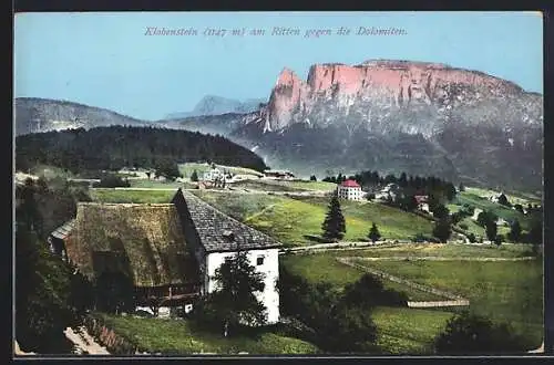 AK Klobenstein am Ritten, Teilansicht gegen die Dolomiten