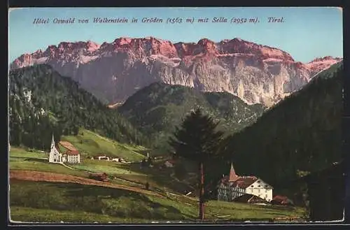 AK Wolkenstein in Gröden, Blick auf das Hotel Oswald