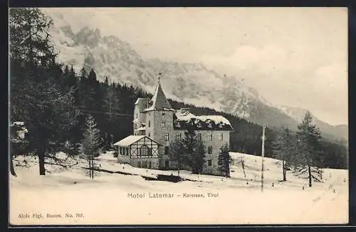 AK Karerpass, Hotel Latemar am Karersee im Winter