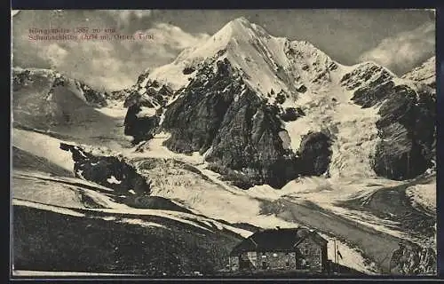 AK Schaubachhütte, schneebedeckter Königsspitze und Ortler