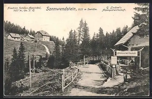 AK Schottwien, Friedrich Schüler-Alpenhotel, G. Lindner's Alpengasthaus