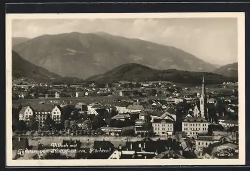 AK Villach /Kärnten, Ansicht mit Görlitzen vom Stadtpfarrturm