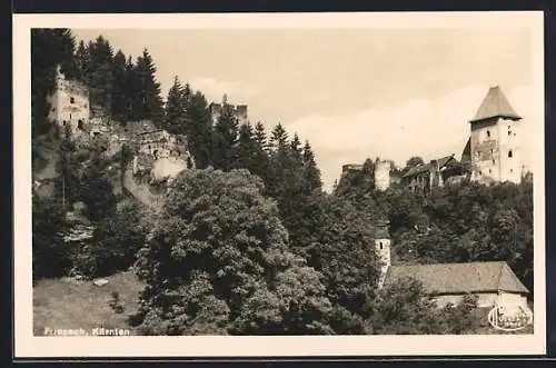 AK Friesach /Kärnten, Ortsansicht mit Burgruine