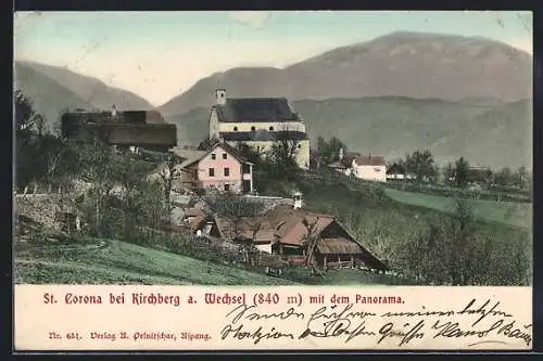 AK St. Corona bei Kirchberg, Panorama mit den Bergen