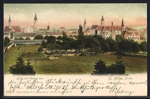 AK St. Pölten /N.-Oe., Blick vom Eisberg aus mit Schloss