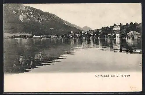 AK Unterach am Attersee, Ortsansicht vom See her