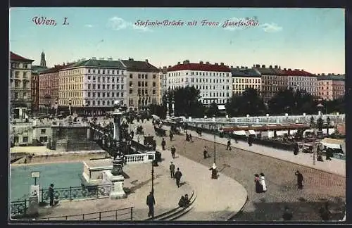 AK Wien, Stefanie-Brücke mit Franz Josefs-Kai