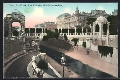 AK Wien, Stadtpark, Abschluss der Wienflusseinwölbung