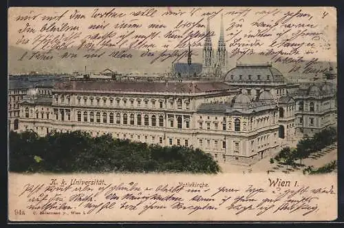 AK Wien, K. k. Universität und Votivkirche