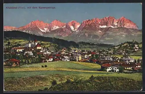 AK Kitzbühel, Ortschaft mit dem Kaisergebirge