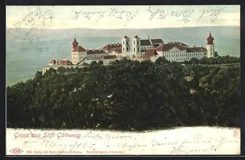 AK Göttweig, Blick auf das Stift Göttweig