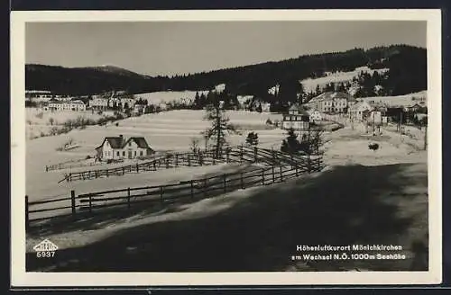 AK Mönichkirchen am Wechsel, Teilansicht im Winter