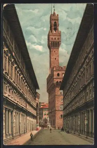 AK Firenze, Strassenpartie am Gli Uffizi