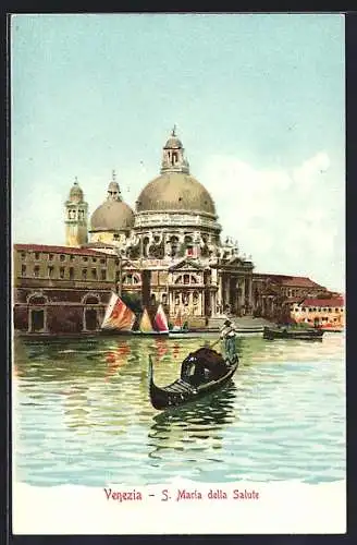 AK Venezia, S. Maria della Salute, Gondel auf einem Kanal