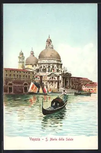 AK Venezia, S. Maria della Salute, Gondel auf einem Kanal