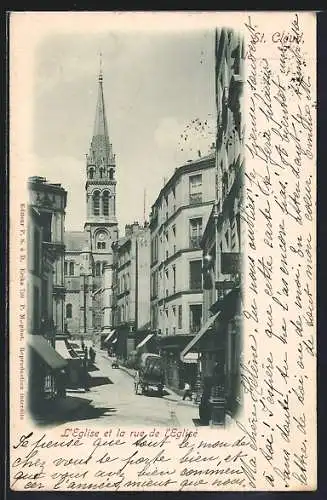 AK Saint-Cloud, L`Eglise et la rue de l`Eglise