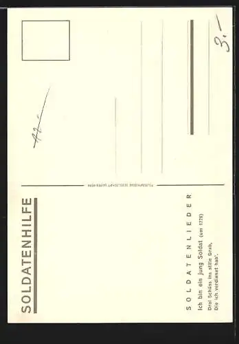 Künstler-AK Soldatenhilfe, Drei Schüss ins stille Grab..., 1776