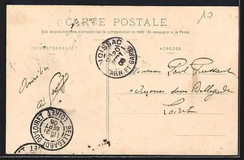 AK Moissac, L`Église abbatiale et la rue adjacente