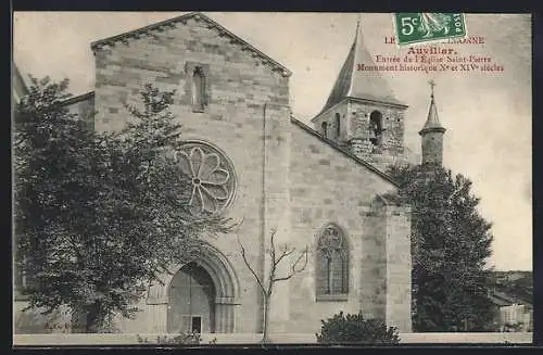 AK Auvillar, Entrée de l`Église Saint-Pierre, Monument historique XIIe et XIVe siècles