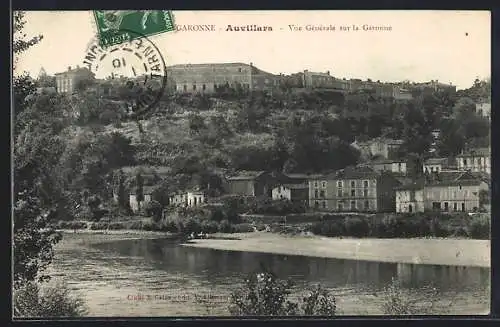 AK Auvillar, Vue générale sur la Garonne