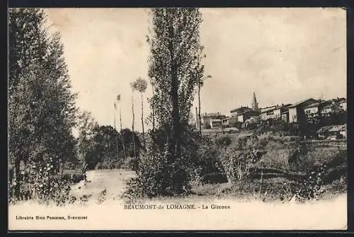 AK Beaumont-de-Lomagne, La Gimone et vue du village au loin