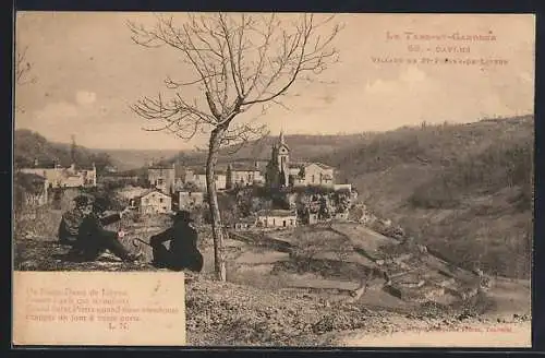 AK Caylus, Village de St-Pierre-de-Livron avec vue sur l`église et paysage rural