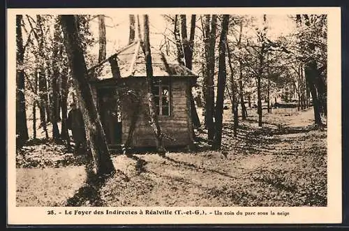 AK Réalville, Un coin du parc sous la neige