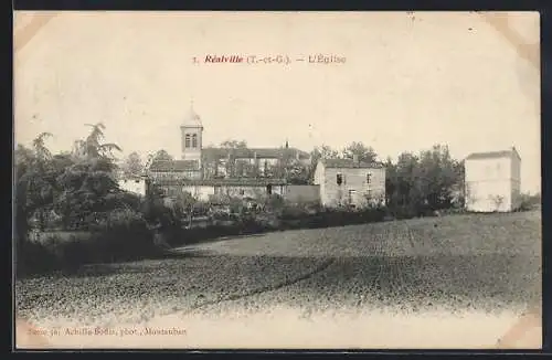 AK Réalville, L`Église et paysage rural