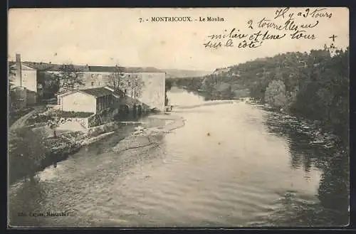 AK Montricoux, Le Moulin et la rivière en arrière-plan