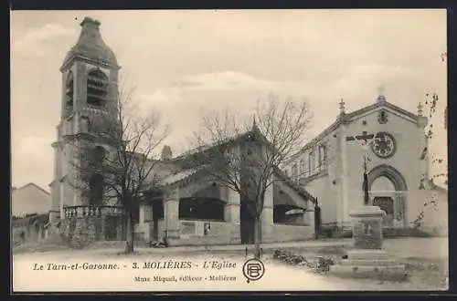 AK Molières, L`Église et son clocher majestueux