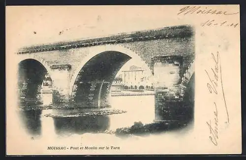 AK Moissac, Pont et Moulin sur le Tarn