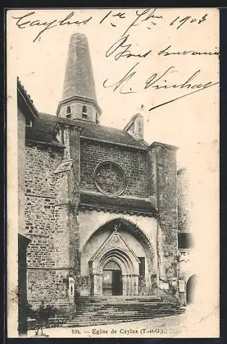 AK Caylus, Église de Caylus et son portail gothique