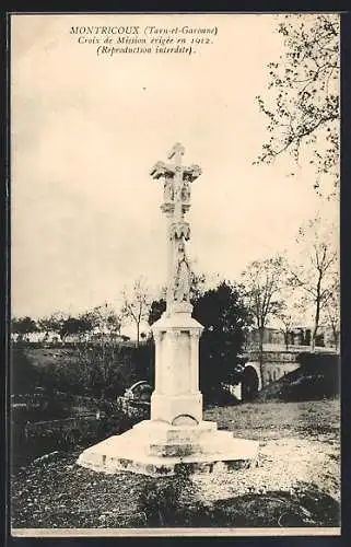 AK Montricoux, Croix de Mission érigée en 1912