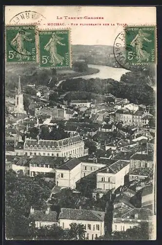 AK Moissac, Vue plongeante sur la ville