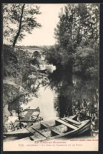 AK Moissac, Un bras de Garonne et le pont