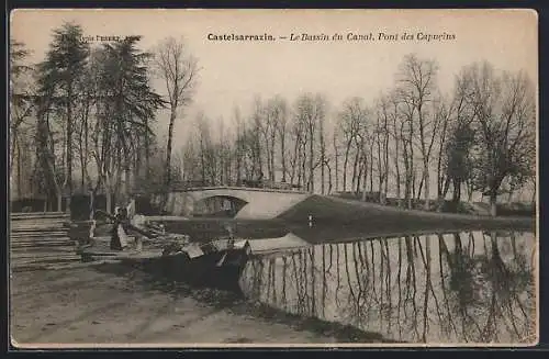 AK Castelsarrasin, Le Bassin du Canal, Pont des Capucins